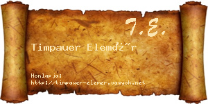 Timpauer Elemér névjegykártya