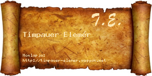 Timpauer Elemér névjegykártya